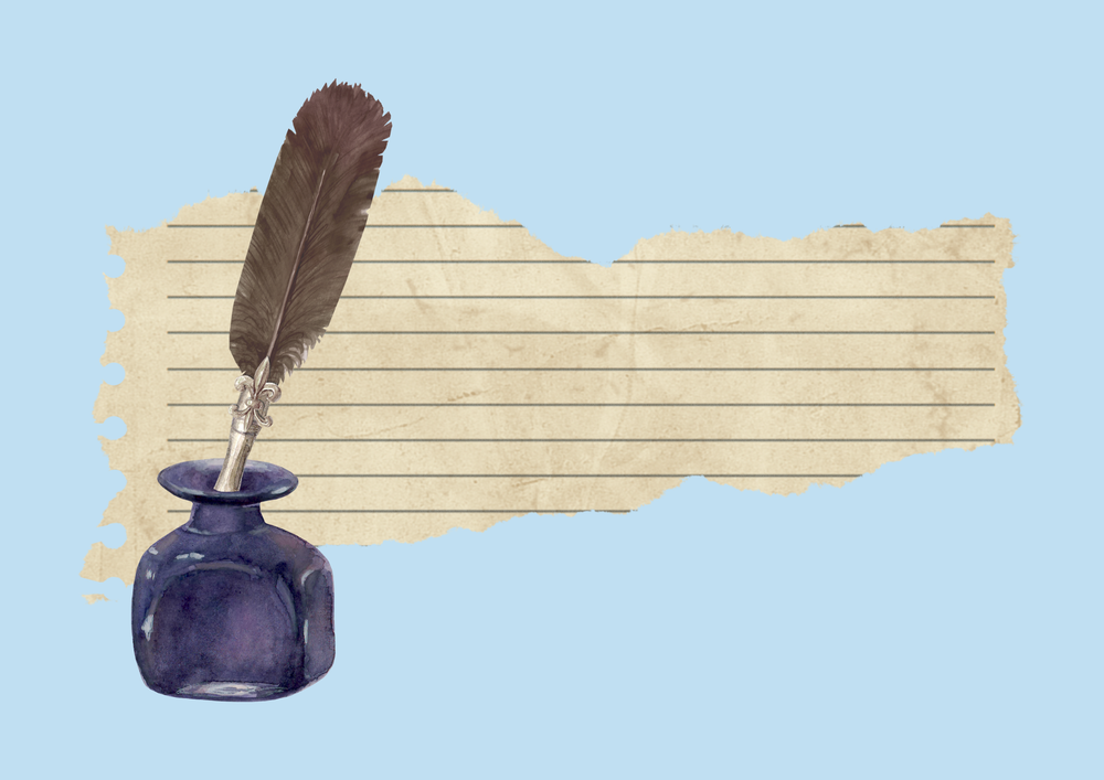 Plume encrier et papier